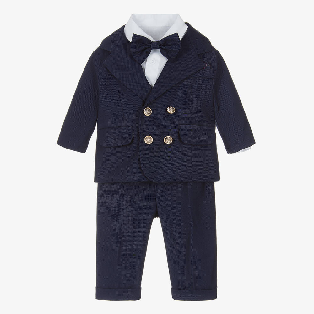 Andreeatex-Boys Navy Blue Double Breasted Suit | Childrensalon