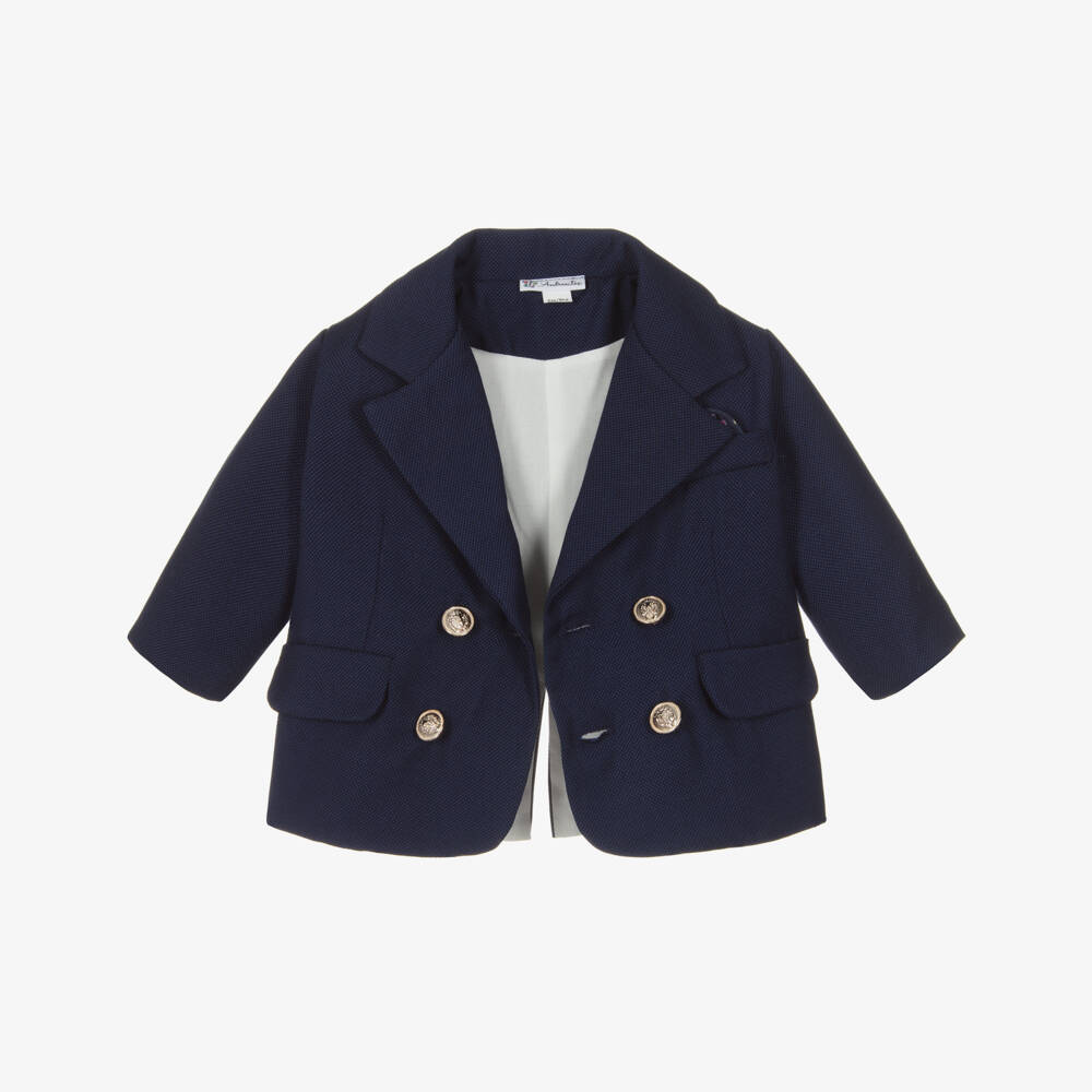Andreeatex-Boys Navy Blue Double Breasted Suit | Childrensalon