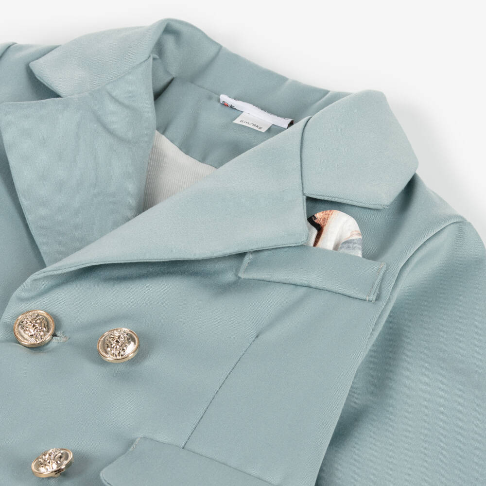 Andreeatex-Boys Pale Blue & Black Double Breasted Suit | Childrensalon