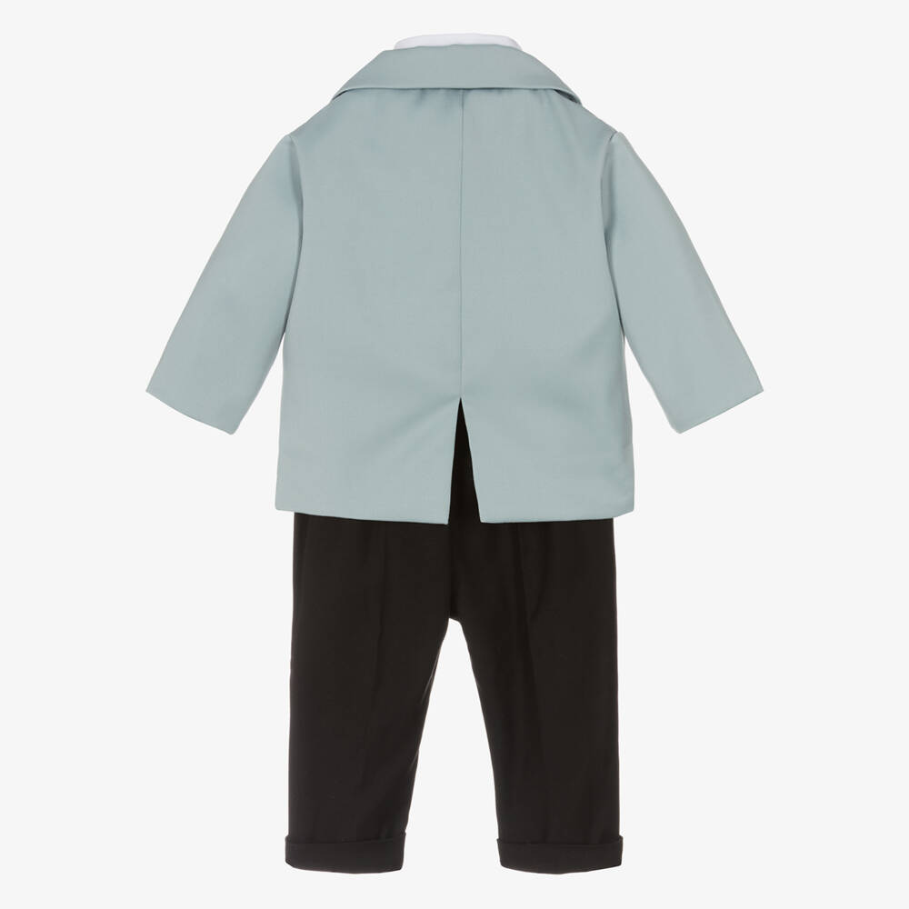 Andreeatex-Boys Pale Blue & Black Double Breasted Suit | Childrensalon