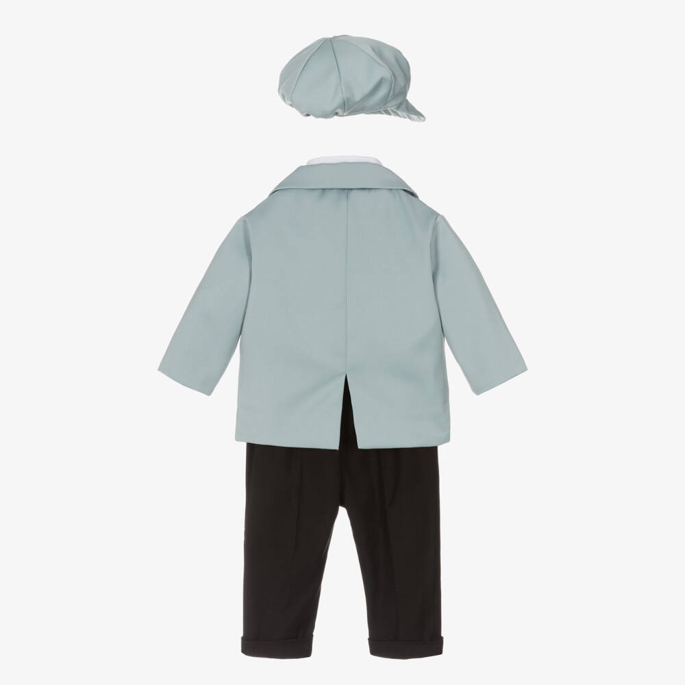 Andreeatex-Boys Pale Blue & Black Double Breasted Suit | Childrensalon