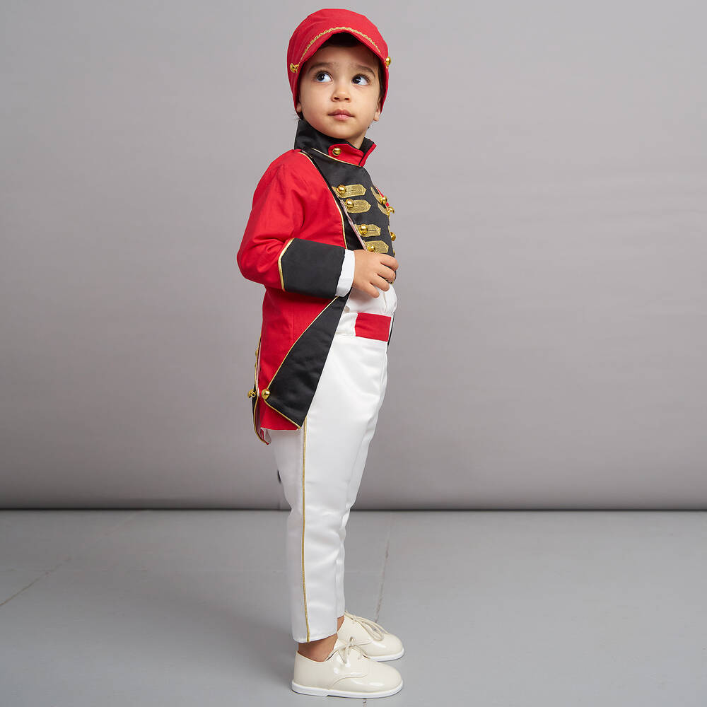 Andreeatex-Boys Red Cotton & Satin Suit | Childrensalon