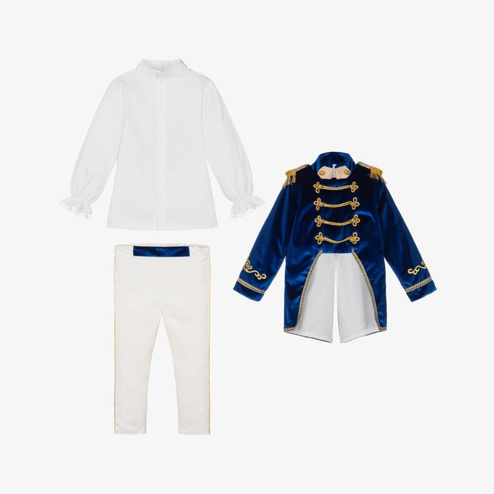 Andreeatex-Boys Royal Blue Velvet Suit | Childrensalon