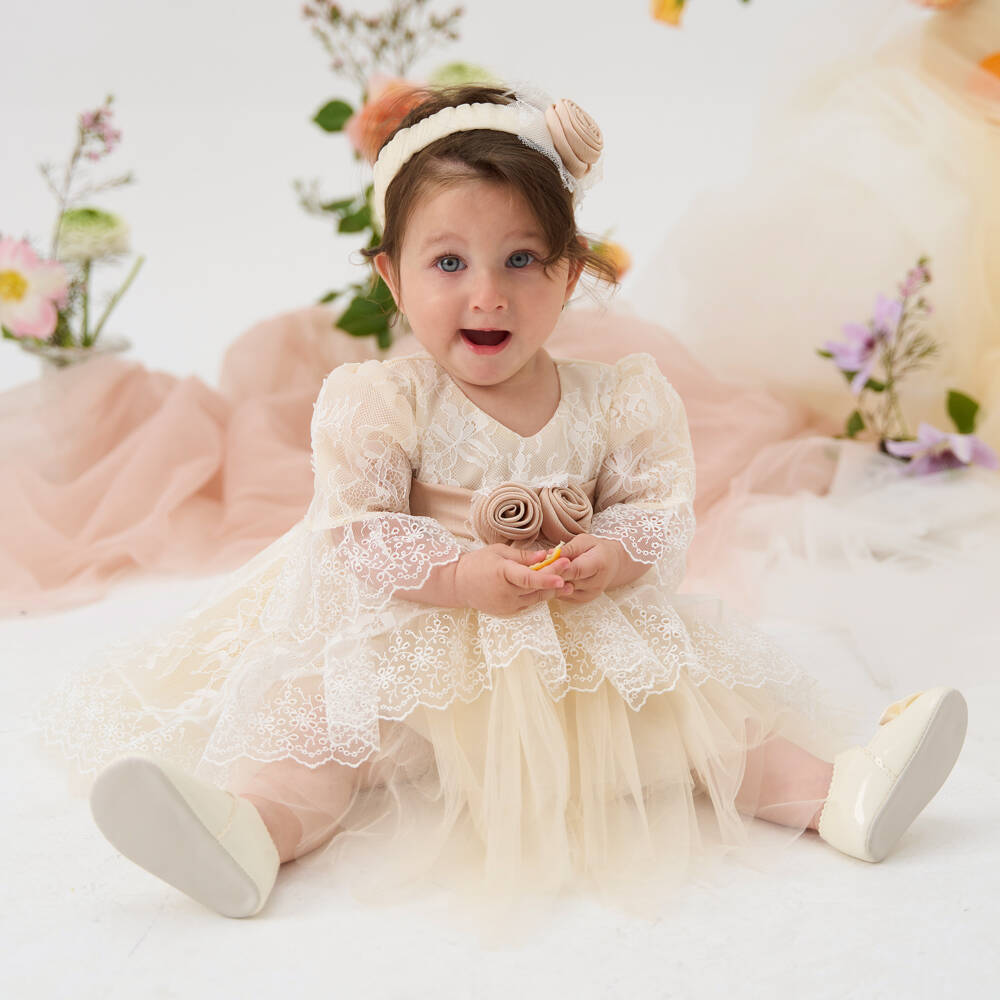 Andreeatex-Кремовое кружевное платье для девочек | Childrensalon