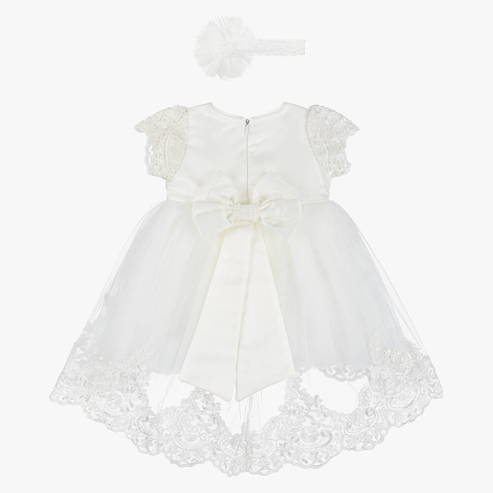 Andreeatex-Кремовый комплект с платьем из атласа и тюля | Childrensalon