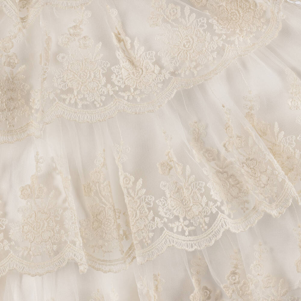 Andreeatex-طقم فستان دانتيل لون عاجي للمولودات | Childrensalon