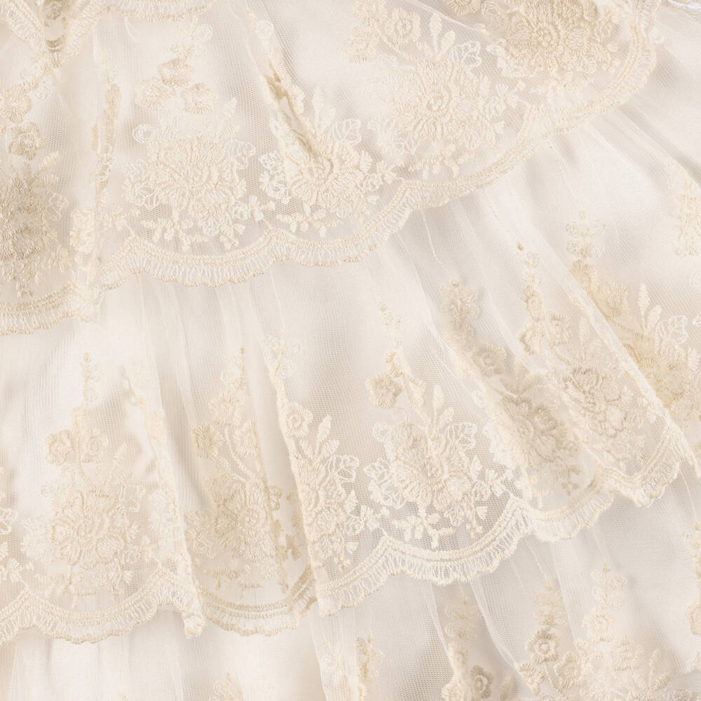 Andreeatex-Girls Tiered Ivory Lace Dress Set | Childrensalon