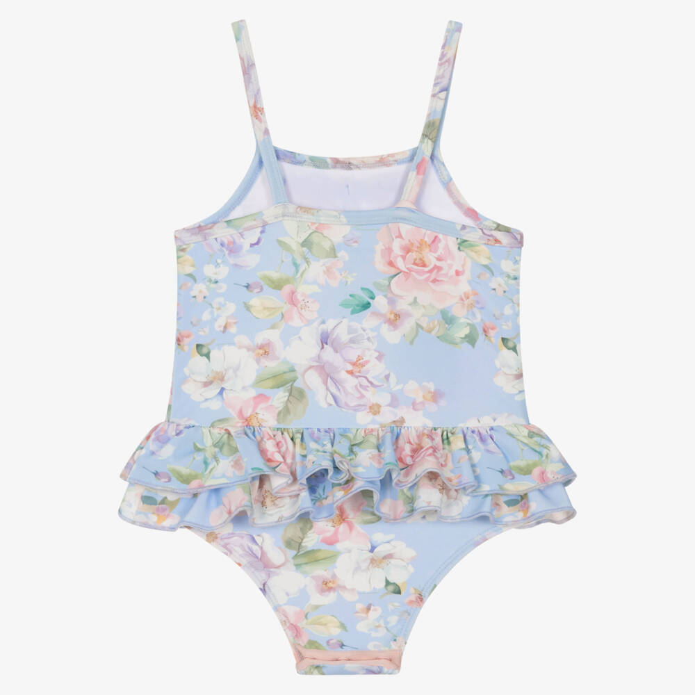 Angel's Face-Baby Girls Blue Floral Print Swimsuit | Childrensalon