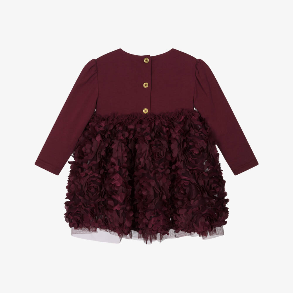 Angel's Face-Baby Girls Burgundy Red Tulle Roses Dress | Childrensalon