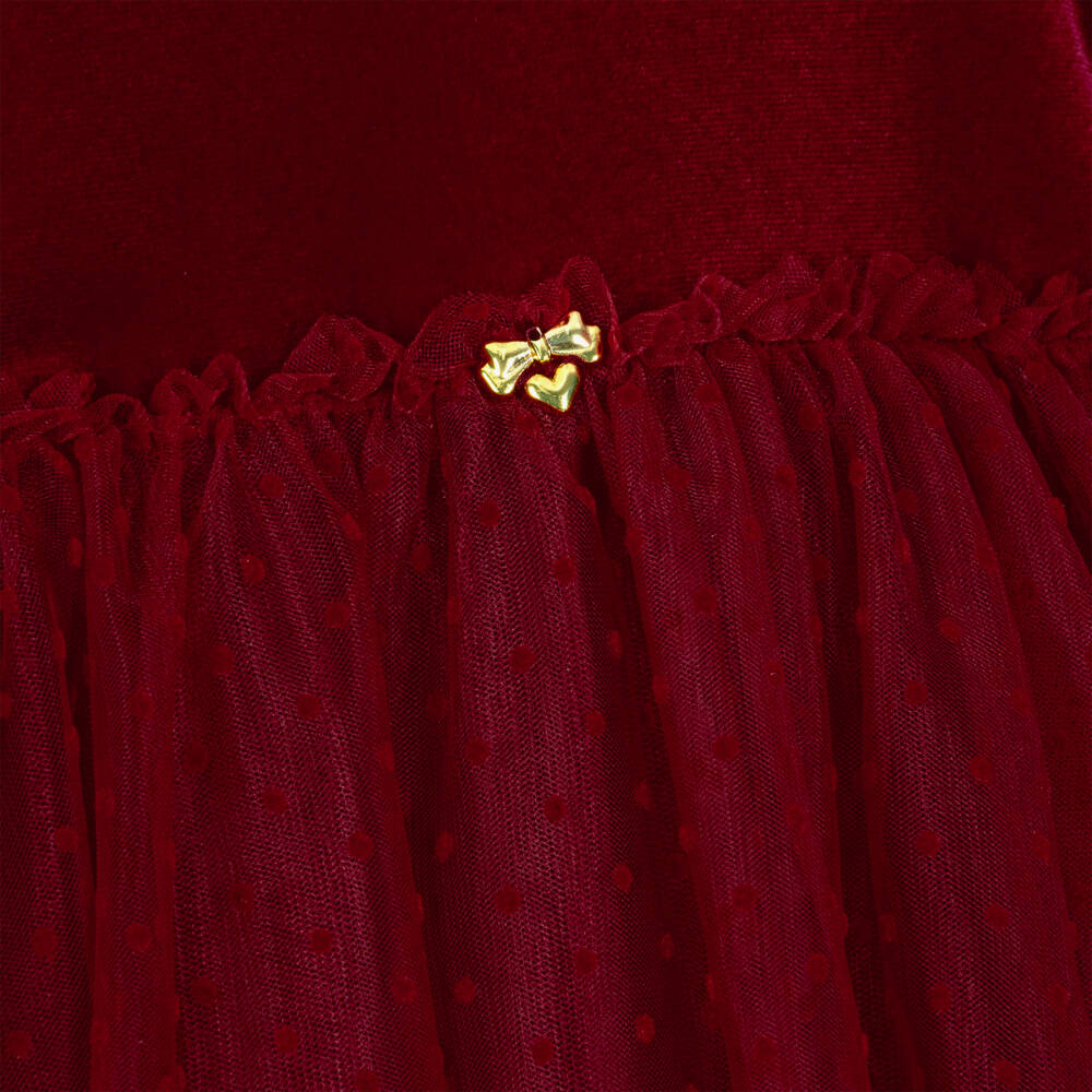 Angel's Face-Baby Girls Burgundy Red Velour & Tulle Micha Dress | Childrensalon