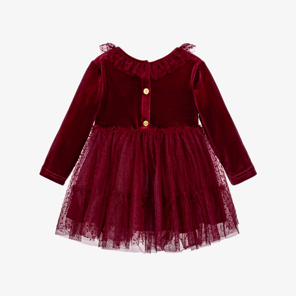 Angel's Face-Baby Girls Burgundy Red Velour & Tulle Micha Dress | Childrensalon