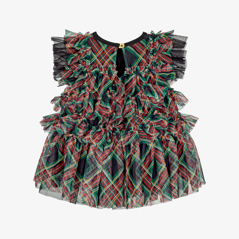 Angel's Face-Baby Girls Green & Red Etta Tartan Tulle Dress | Childrensalon
