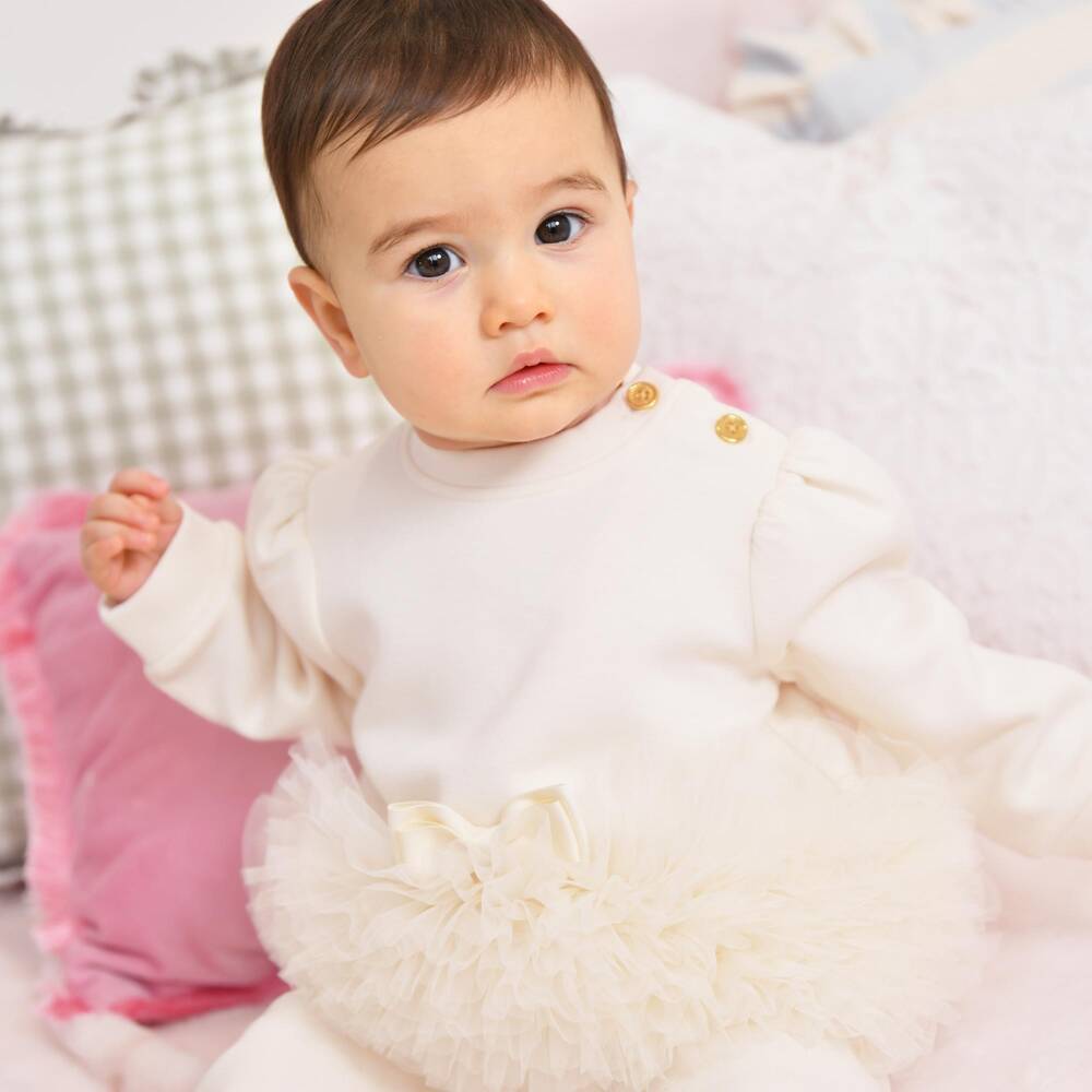 Angel's Face-Baby Girls Ivory Deonne Tracksuit with Tulle Ruffles | Childrensalon