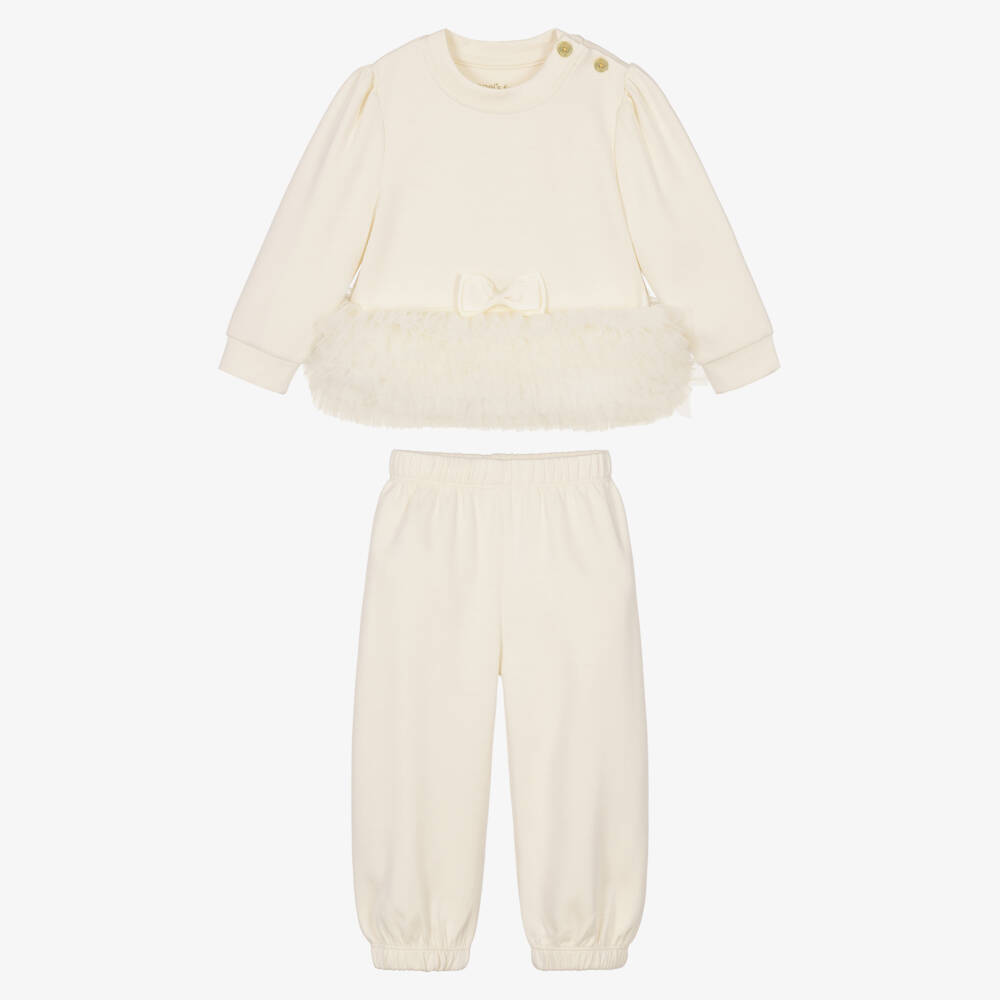Angel's Face-Baby Girls Ivory Deonne Tracksuit with Tulle Ruffles | Childrensalon