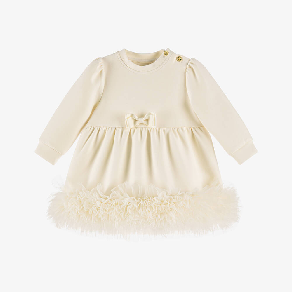 Angel's Face-Baby Girls Ivory Tulle Ruffle Hem Jersey Dress | Childrensalon