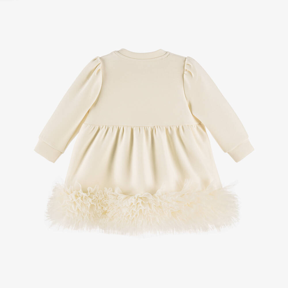 Angel's Face-فستان جيرسي بحافة تول لون عاجي للبنات الرضع  | Childrensalon