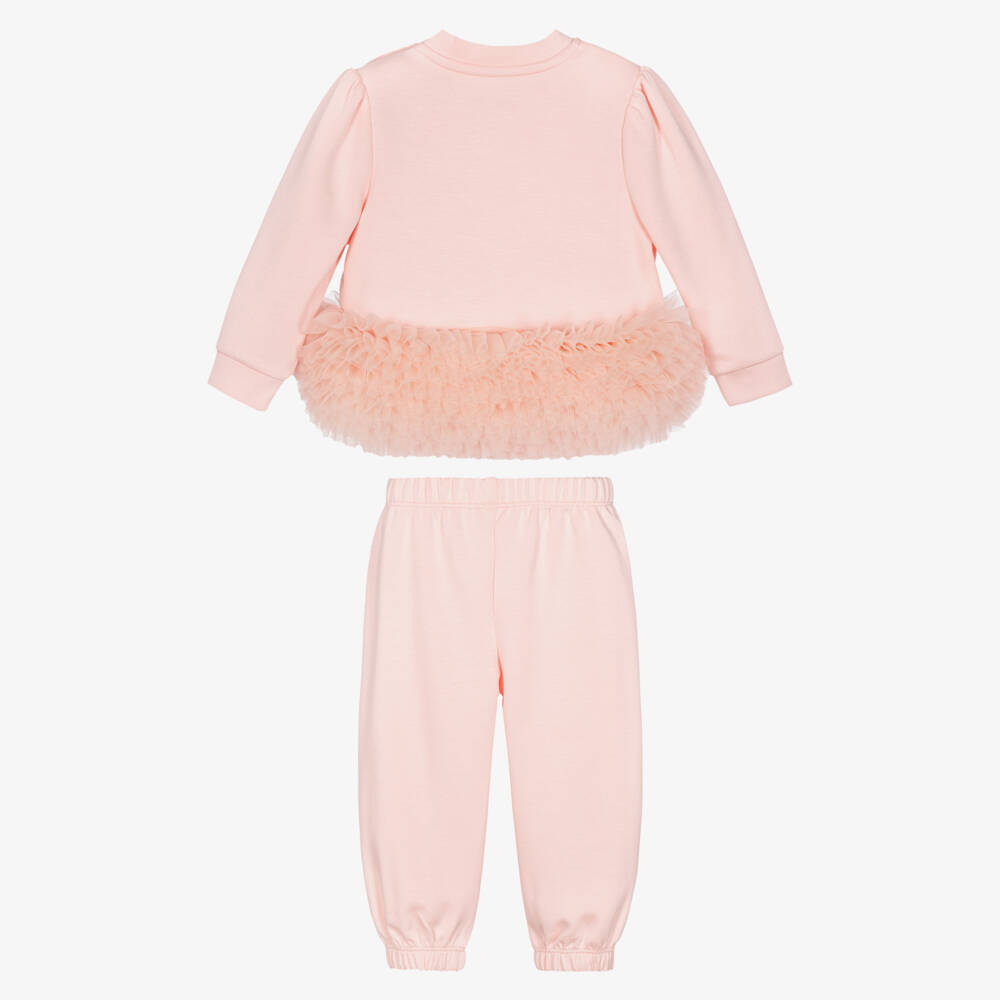 Angel's Face-Baby Girls Pale Pink Deonne Tracksuit with Tulle Ruffles | Childrensalon