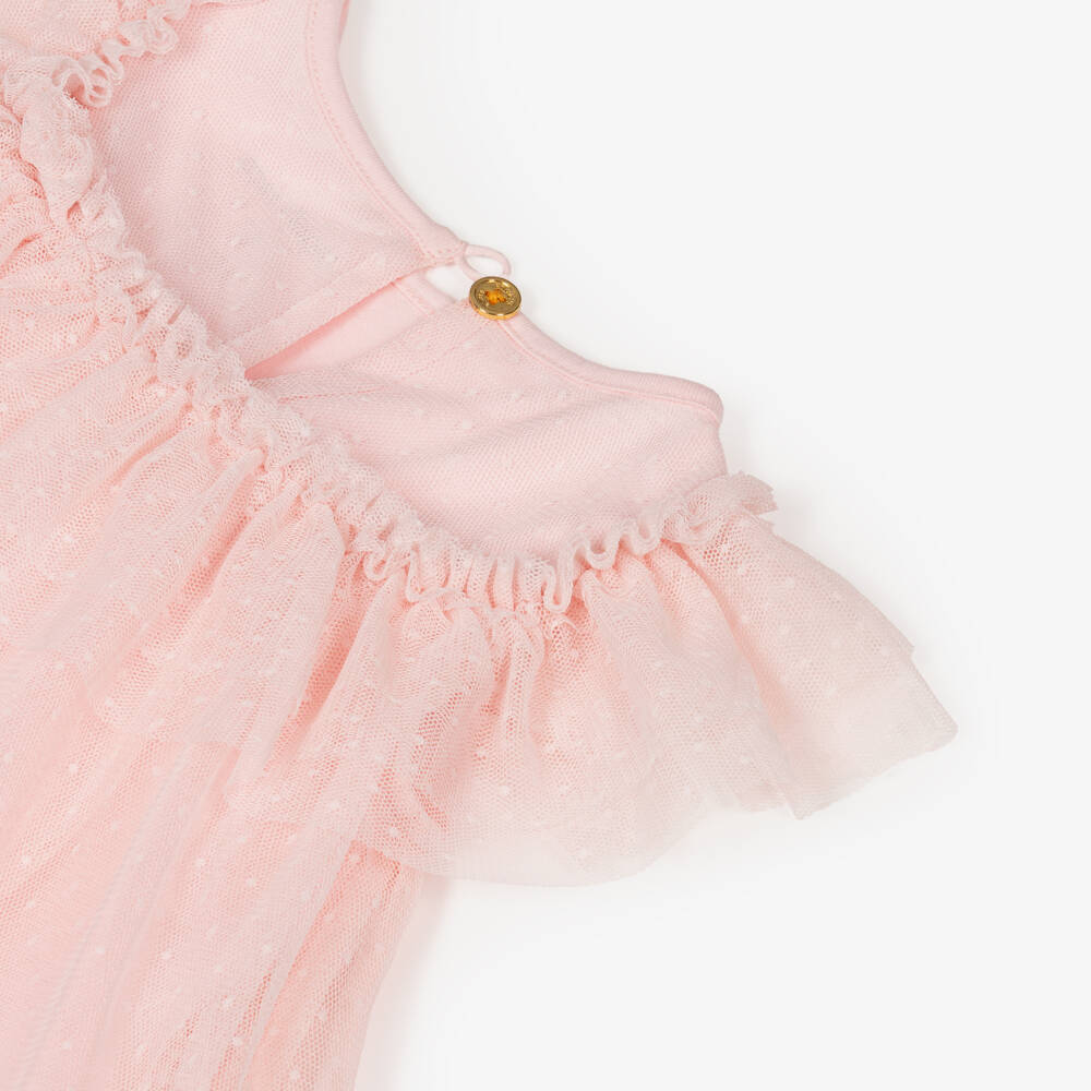 Angel's Face-فستان تول وكشكش لون زهري فاح للمولودات | Childrensalon