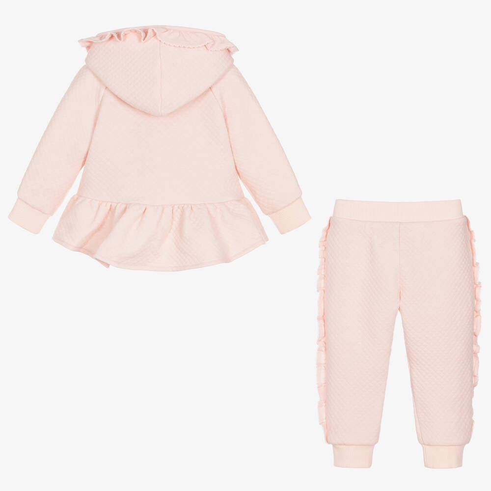 Angel's Face-Baby Girls Pink Cotton Ruffle Tracksuit | Childrensalon