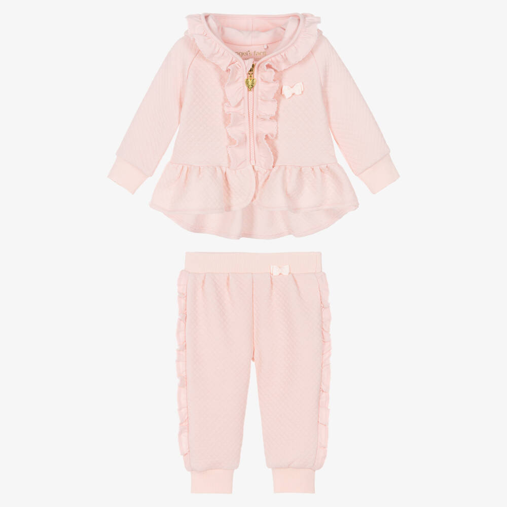 Angel's Face-بدلة رياضية قطن لون زهري للمولودات | Childrensalon