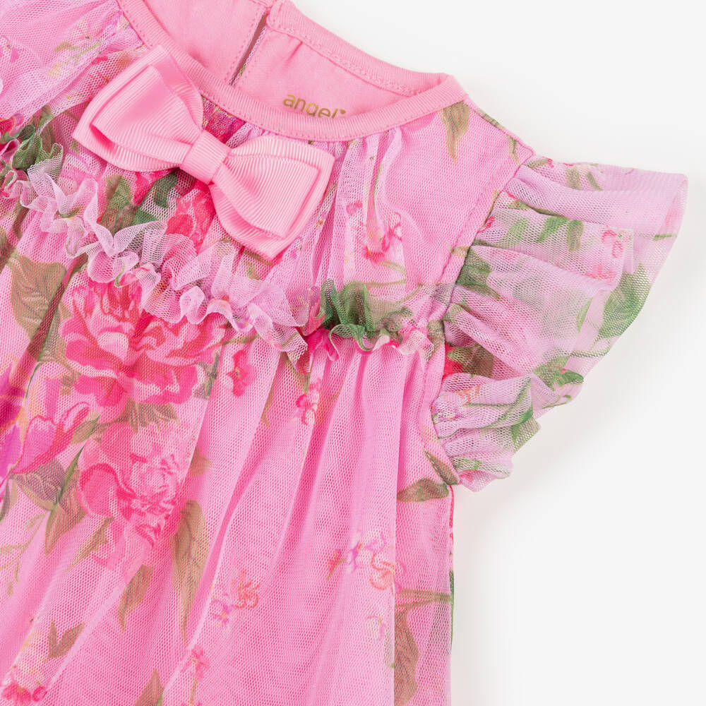 Angel's Face-Baby Girls Pink Floral Tulle Dress | Childrensalon