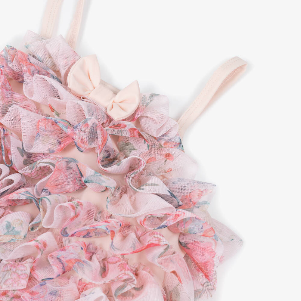 Angel's Face-Купальник розовый из тюля с цветочным узором для малышек | Childrensalon