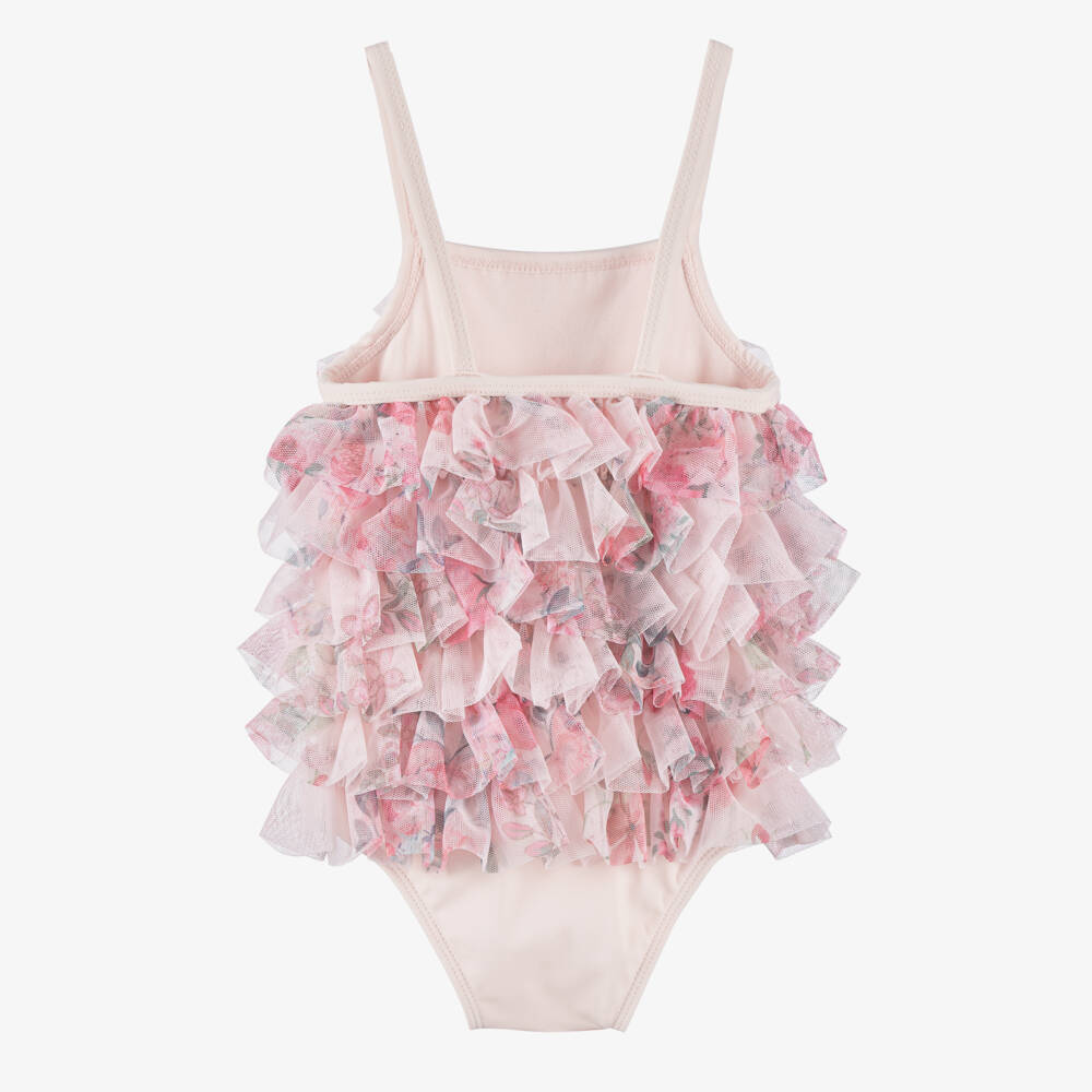 Angel's Face-Baby Girls Pink Floral Tulle Swimsuit | Childrensalon