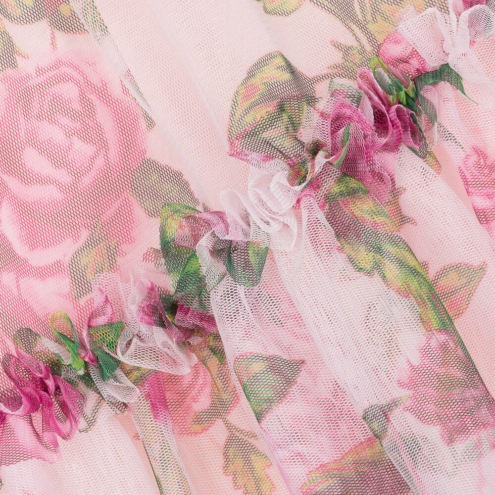 Angel's Face-فستان تول مزين بورود لون زهري وأخضر للبنات الرضع | Childrensalon