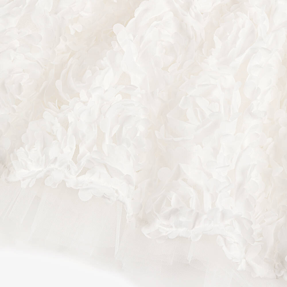 Angel's Face-Baby Girls White Jersey, Tulle & Satin Rose Dress with Logo Bow | Childrensalon