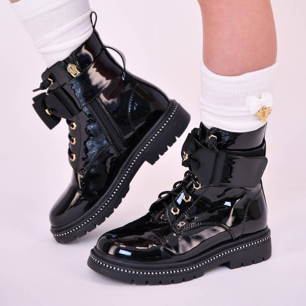 Angel's Face-Black Patent Boots | Childrensalon
