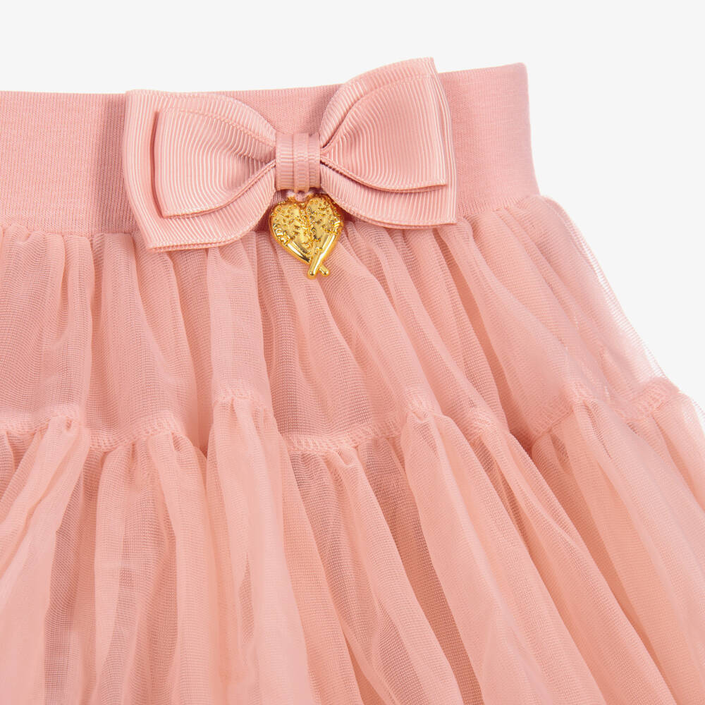 Angel's Face-Blush Pink Tulle Tutu Skirt with Logo Bow | Childrensalon