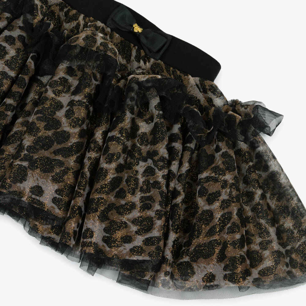 Angel's Face-Girls Beige, Black & Gold Glitter Tulle Skirt | Childrensalon