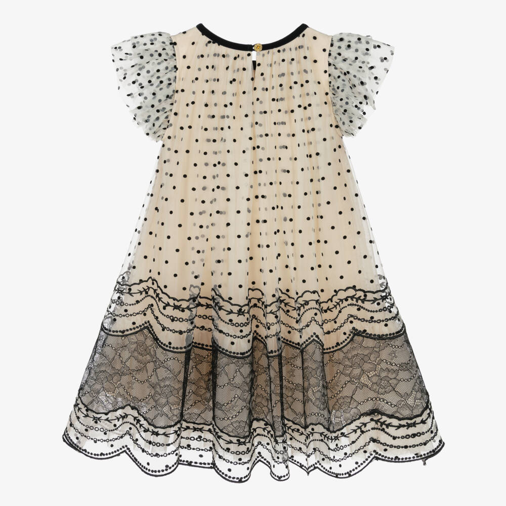 Angel's Face-Girls Beige & Black Ivy Tulle & Lace Dress | Childrensalon