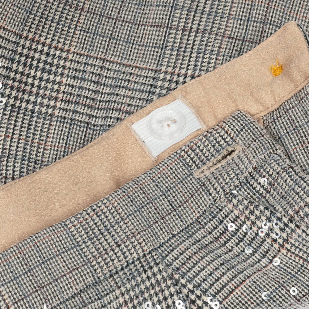 Angel's Face-Girls Beige Check Laetitia Shorts with Sequins | Childrensalon
