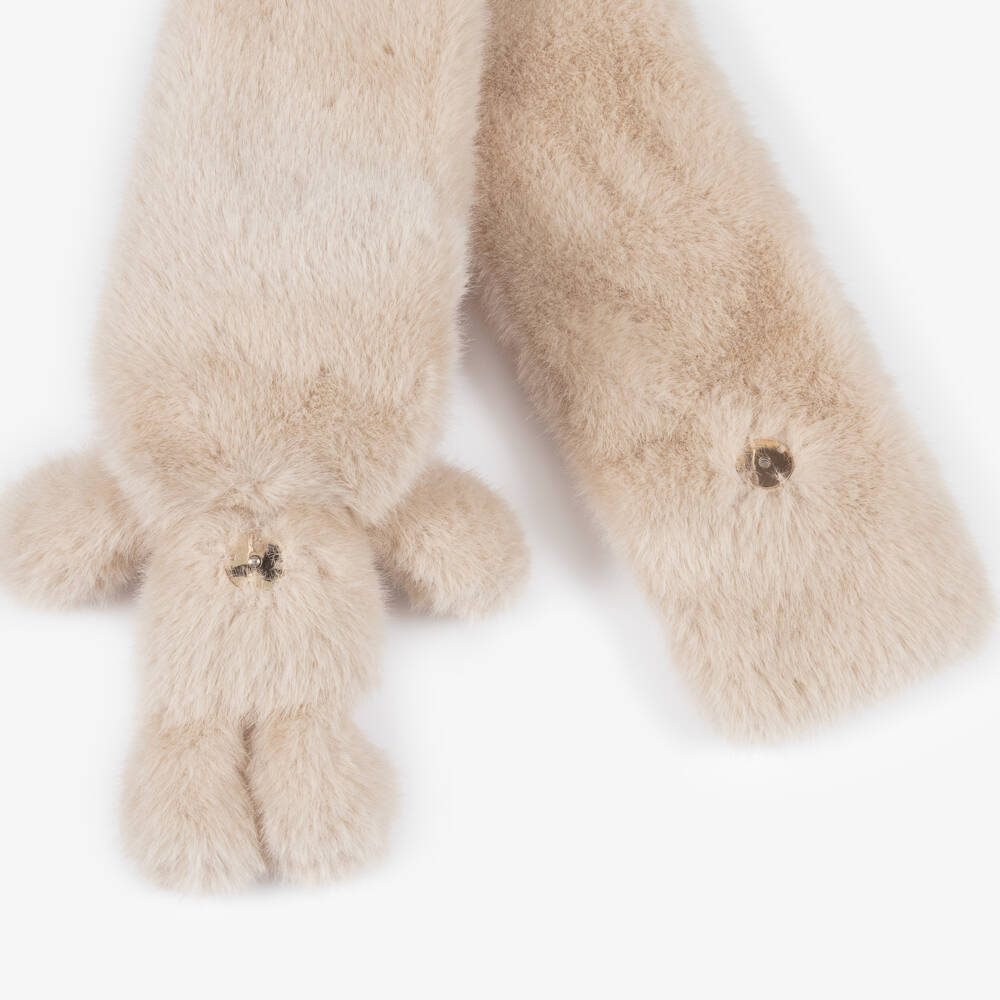 Angel's Face-Girls Beige Faux Fur Ted Scarf | Childrensalon