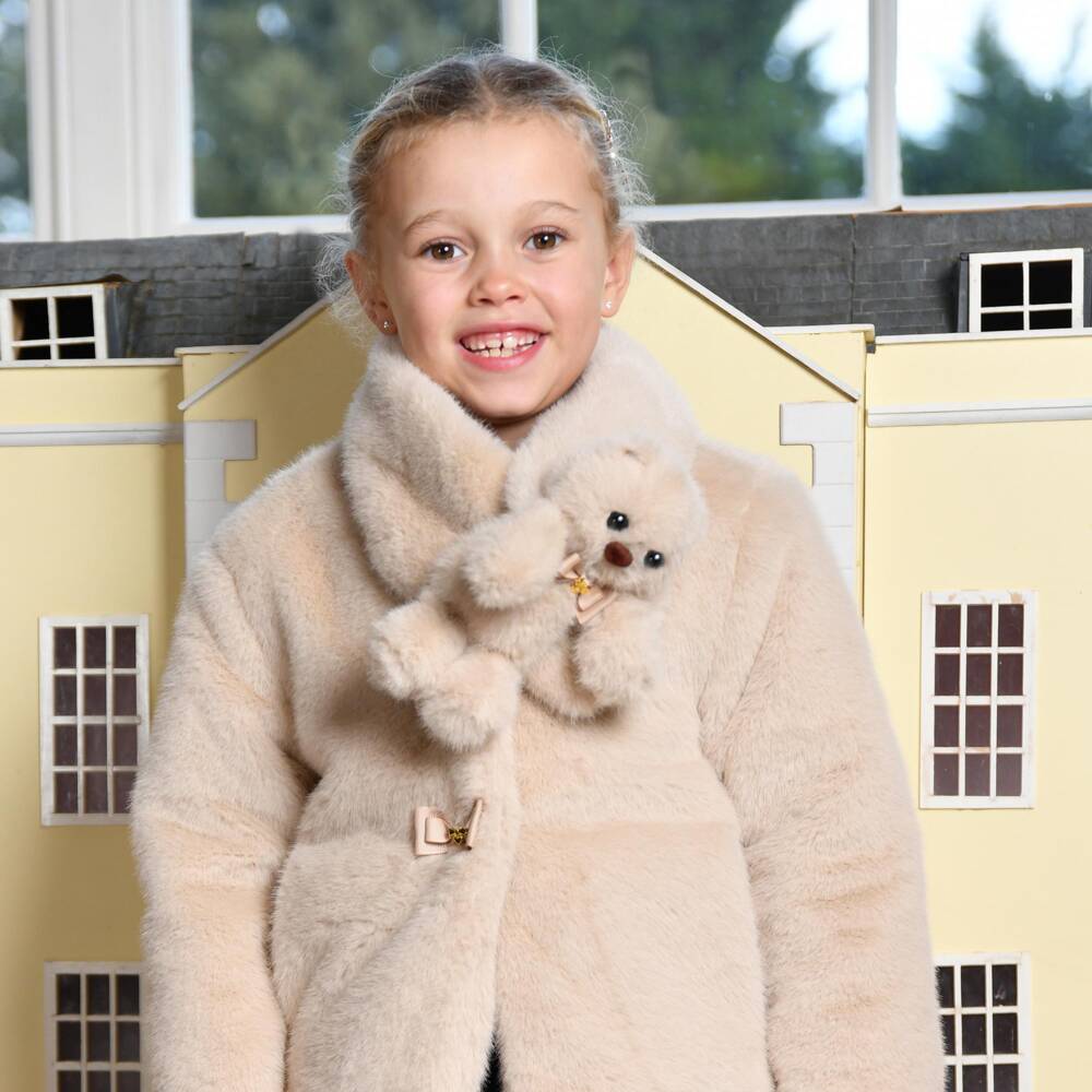 Angel's Face-Girls Beige Faux Fur Ted Scarf | Childrensalon