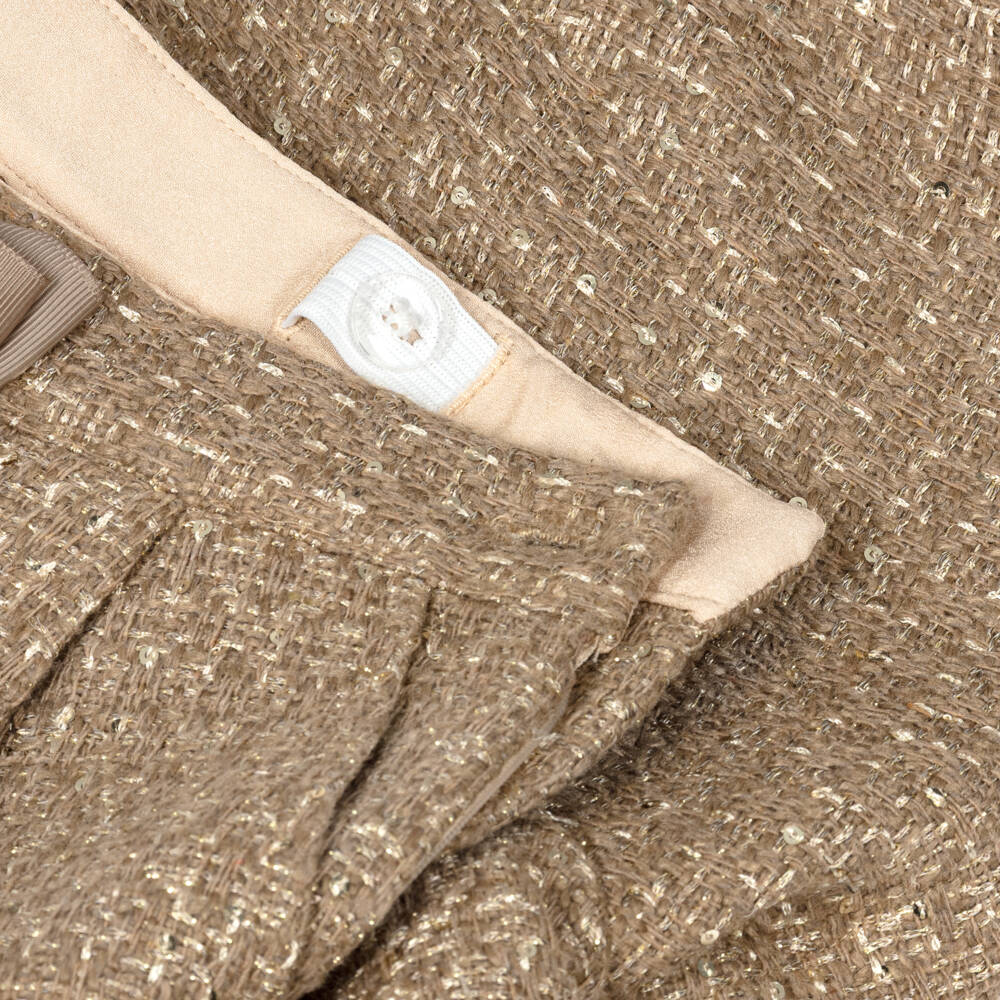 Angel's Face-Girls Beige & Gold Laetitia Tweed Shorts | Childrensalon