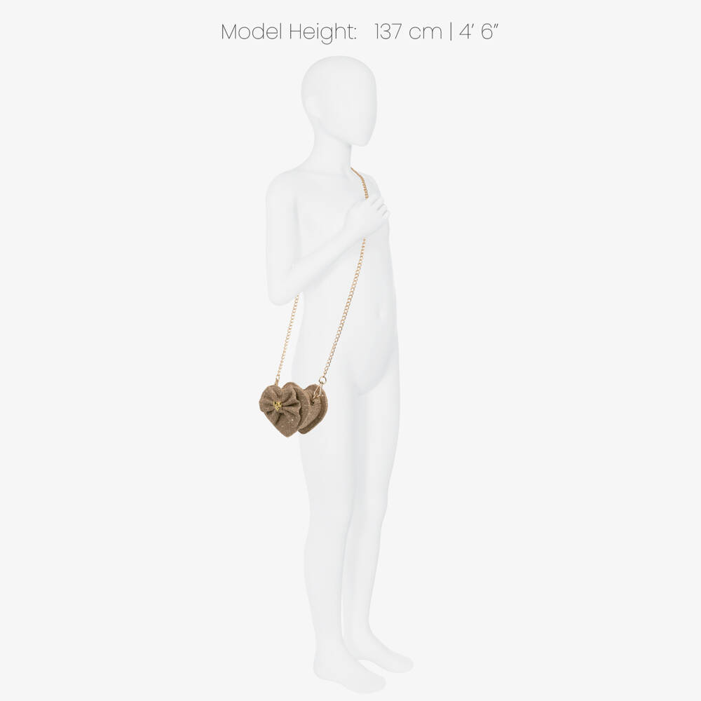 Angel's Face-Girls Beige Jade Tweed Heart Bag (14cm) | Childrensalon