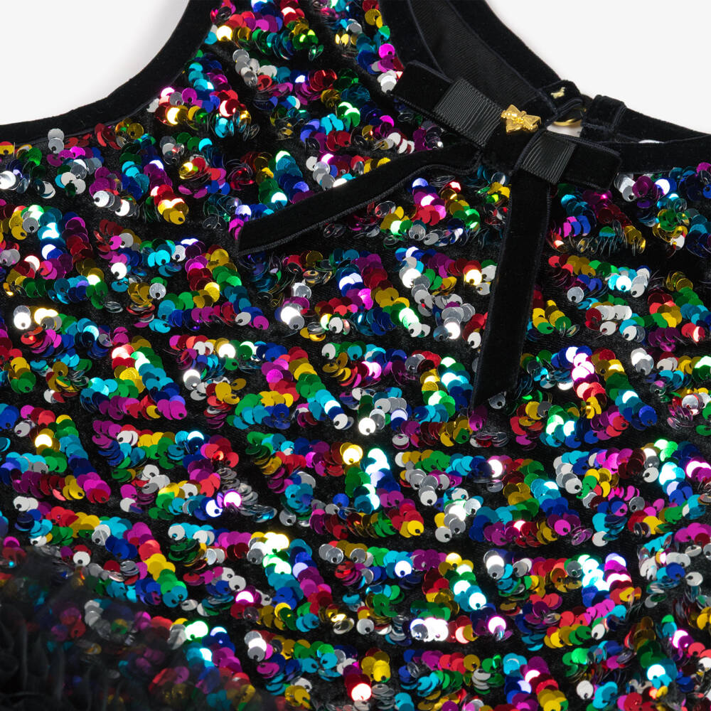 Angel's Face-Girls Black Annette Trouser Set with Multicolour Sequins | Childrensalon