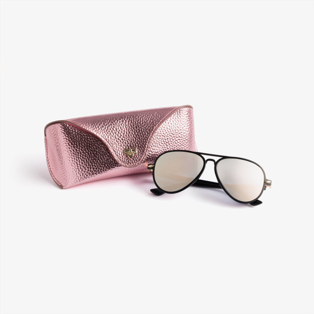 Angel's Face-Girls Black Aviator Sunglasses (UV400) | Childrensalon