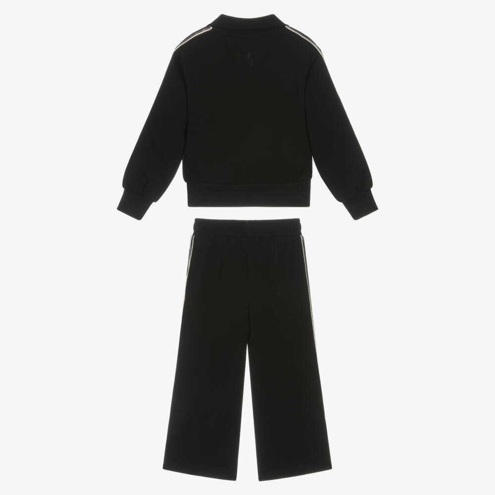 Angel's Face-بدلة رياضية بشريط مرصع بالكريستال لون أسود للبنات | Childrensalon