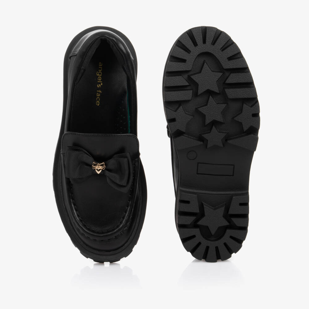 Angel's Face-Girls Black Faux Leather Chunky Loafers | Childrensalon