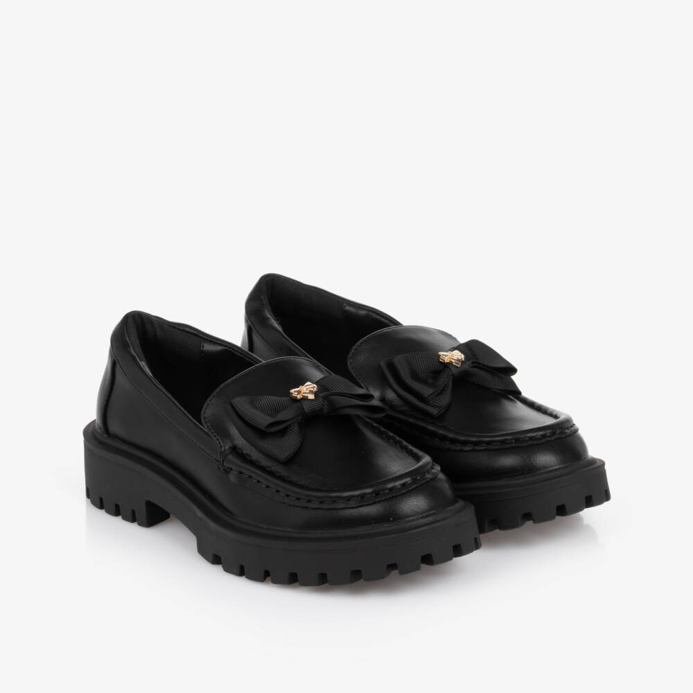 Angel's Face-Girls Black Faux Leather Chunky Loafers | Childrensalon