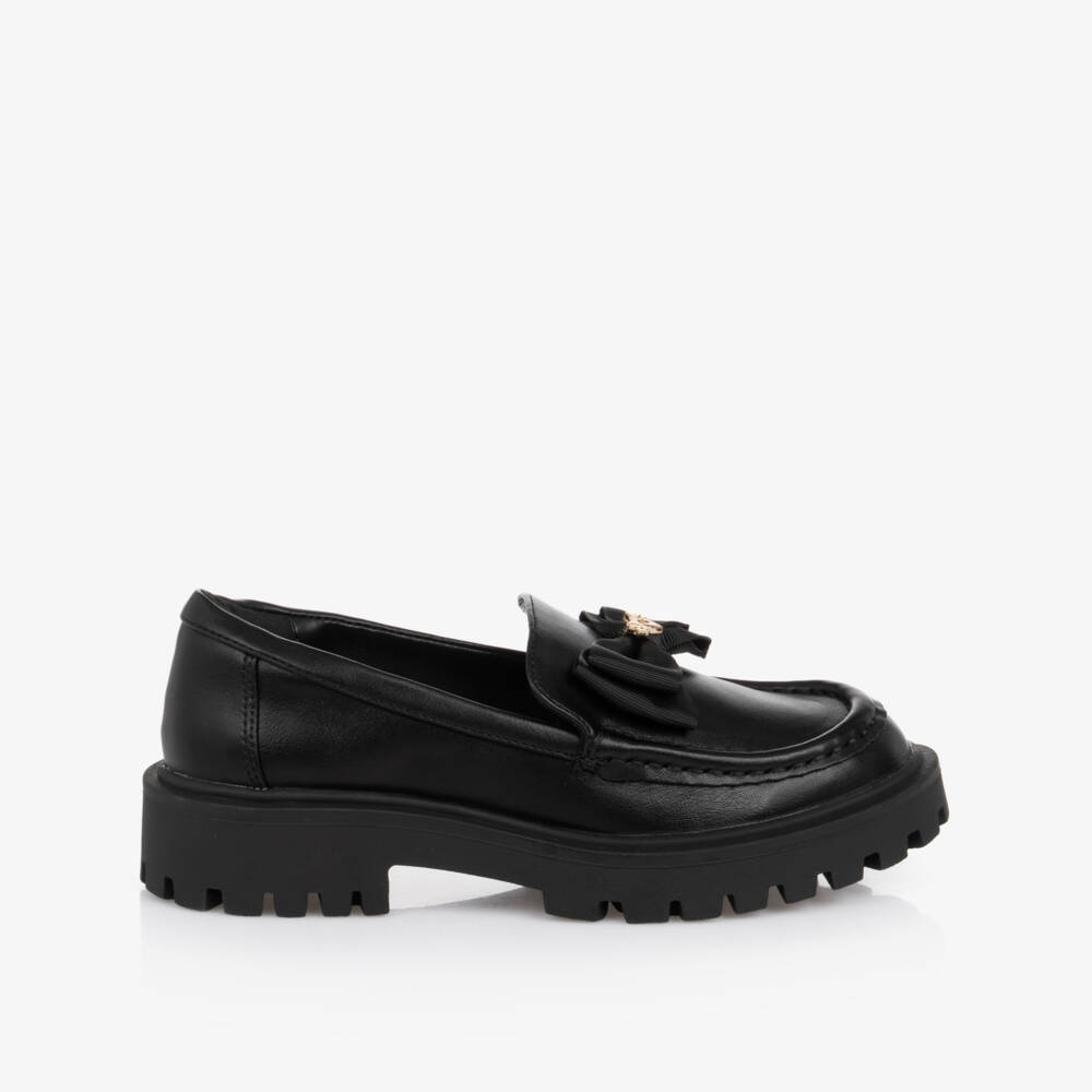 Angel's Face-Girls Black Faux Leather Chunky Loafers | Childrensalon