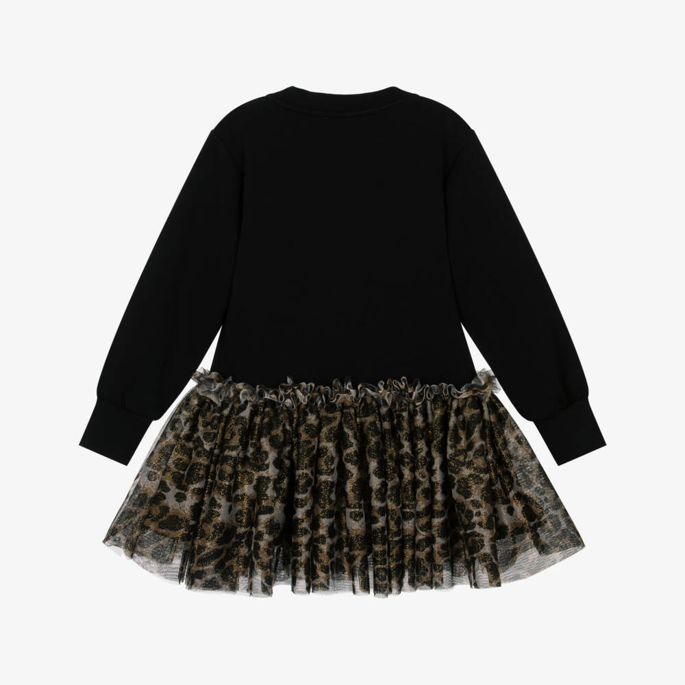 Angel's Face-Girls Black Jersey & Leopard Print Tulle Dress | Childrensalon