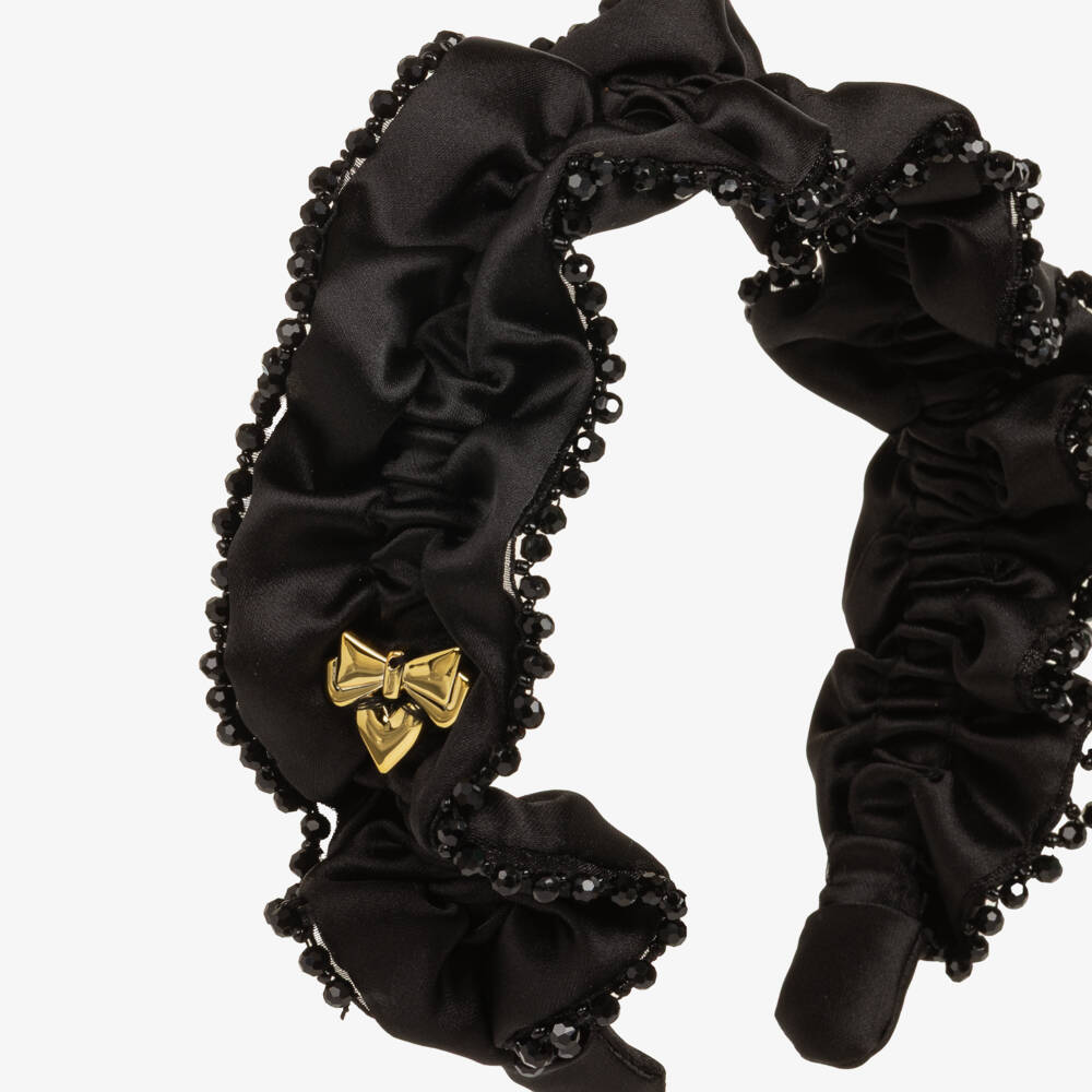 Angel's Face-Girls Black Lavinia Beaded Trim Hairband | Childrensalon