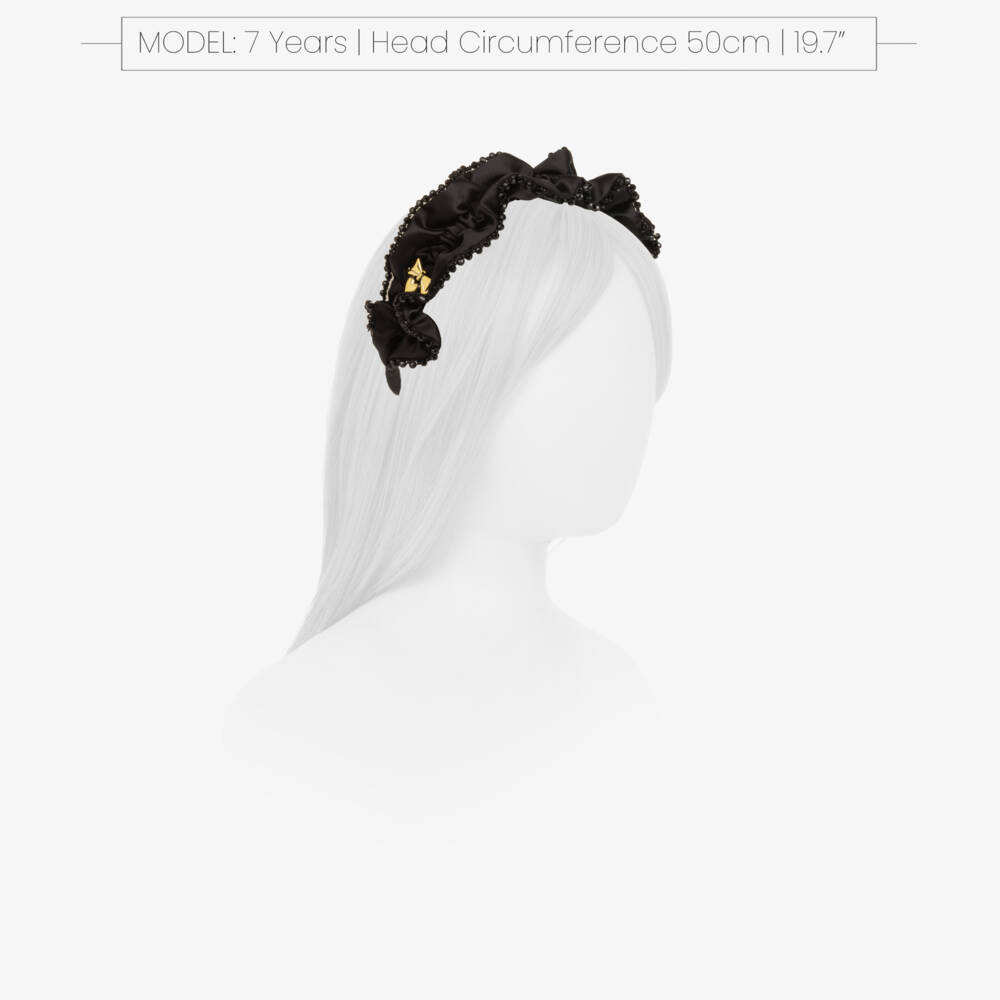 Angel's Face-Girls Black Lavinia Beaded Trim Hairband | Childrensalon