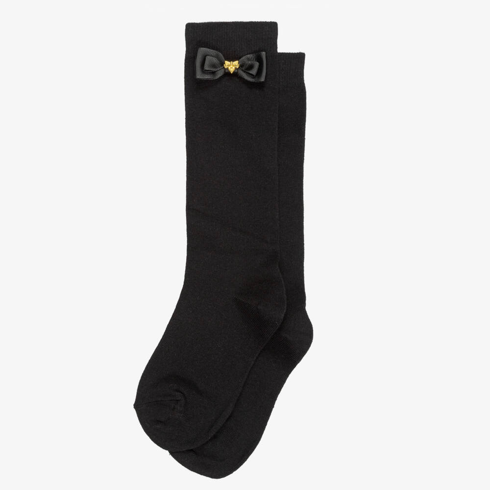 Angel's Face-Girls Black Monica Bow Socks | Childrensalon