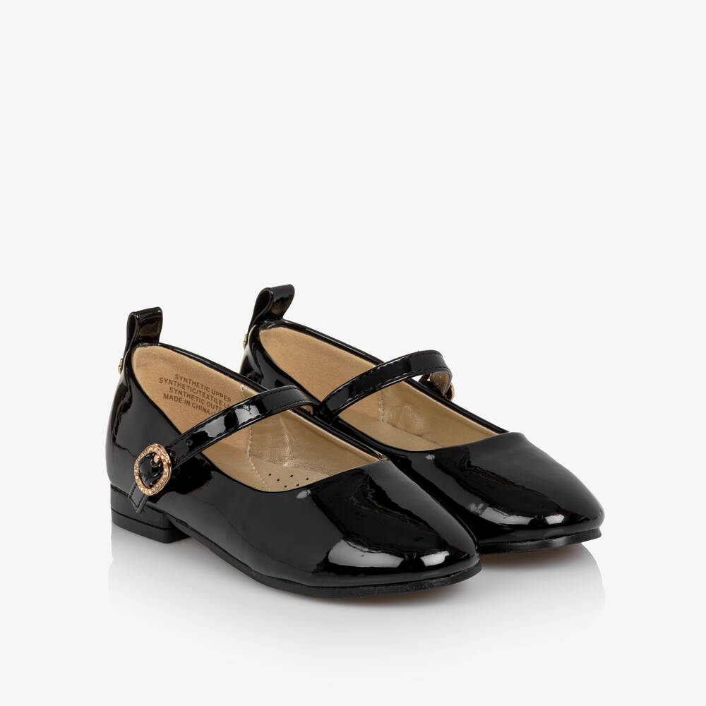 Angel's Face-Girls Black Patent Faux Leather Bar Shoes | Childrensalon