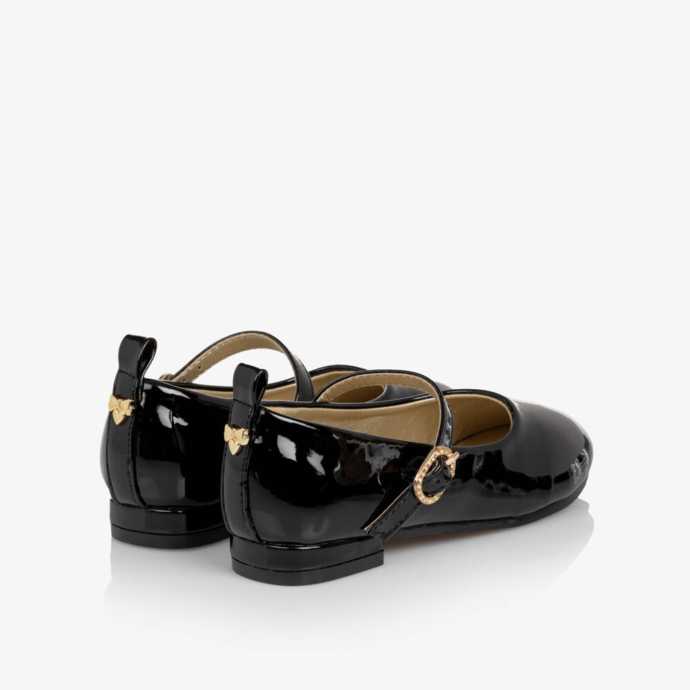 Angel's Face-Girls Black Patent Faux Leather Bar Shoes with Logo Charm | Childrensalon